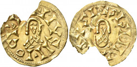 Sisenand, 631 – 636. Carthaginensis, Iliocrici.   Tremissis circa 631-636, AV 1.148 g. (SG 13.3, Au 45%) + SISI three pellets NΛ[N]DVSR Facing bust. R...