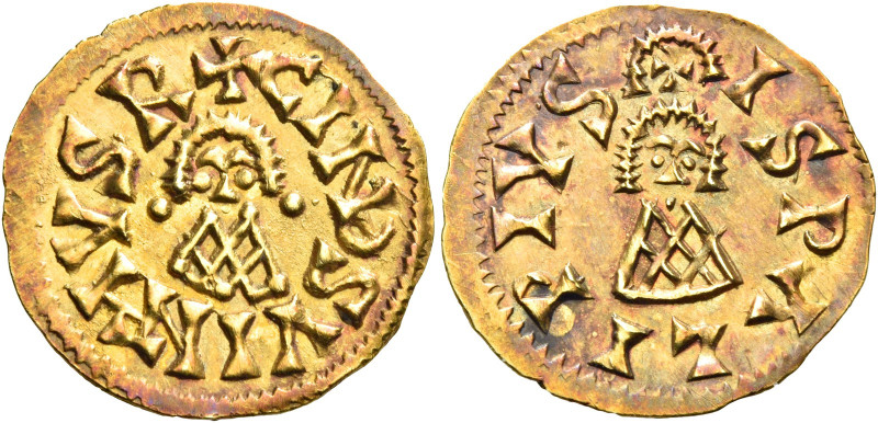 Chindasvinto, 642 – 653. Baetica, Ispali.   Tremissis circa 642-653, AV 1.496 g....