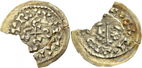 Egica and Witiza, 695 – 702. Tarraconensis, Cesarugusta.   Tremissis circa 695-702, AV 1.075 g. + I•D•N•M•EGICΛP+: Confronted busts; between them, cro...