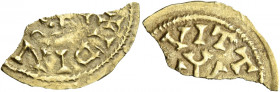 Egica and Witiza, 695 – 702. Gallaecia, Bracara.   Tremissis circa 695-702, AV 0.619 g. + IDIN[MEGICΛP+R•G•S] Confronted busts; between them, cross. R...