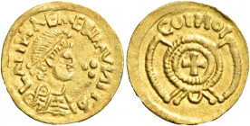 Anonymous Copper issues in Iberia. The Suevi, temp. Rechiar, 448 – 455.   Tremissis of LATINA MVNITA type, Emerita? circa 570-580, AV 1.27 g. (SG 14.9...