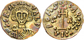 The Lombards. The Duchy of Benevento. Grimoald III, 788-806 with the title of Duke and with Charlemagne.   Tremissis 788-792, AV 1.19 g. GRIM – + – VA...
