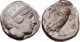 ATHENS , Tet, 449-413 BC, Athena head r/owl stg r, S2526; EF, well centered & sharply struck with, once more, the hair waves absolutely sharp; moderat...