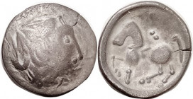 CELTIC , Central Europe, Danubian Celts (not the Nubian Celts), Ar Tet, derived from Philip II, Head r/horse l., abstrac-ted but recognizable, "Sattle...