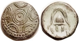 MACEDON , Philip III, 323-317 BC, Æ14, Macedonian shield with central pellet within 3 concentric circles/Helmet, below a grain ear & K, Pr.2072; Choic...