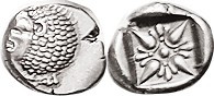 MILETOS , 1/12 Stater, 6th cent BC, Lion forepart, head l./ star pattern in squa...