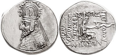 PARTHIA, Sinatrukes (Used to be Gotarzes I), Drachm, Sel. 33.2, bust in tiara wi...