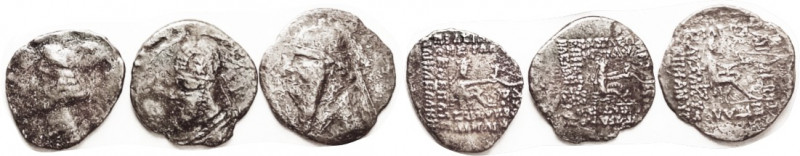 PARTHIA , Group of drachms of 3 diff rulers, around F but rather rough, with old...