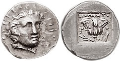 RHODES , Hemidrachm, c.125-88 BC, Helios hd facg sl rt/Rose, DIOGNHTO above, Nik...