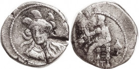 TARSOS, Balakros, 333-323 BC, Stater, Athena hd facg sl l./Baaltars std l, to left grape bunch & grain ear, to rt ivy leaf, below T; AVF/F, obv sl off...