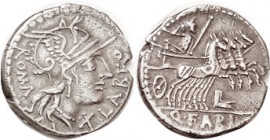 Q. Fabius Labeo, Den., Cr.273/1, Sy.532, Roma head r/Jupiter in quadriga r, prow below; VF, well centered, minor edge notch or two, decent metal with ...