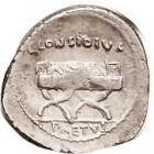 C. Considius Paetus, Denarius, Cr.465/1b, Sy.990a, Apollo head r/curule chair; VF, a bit off-ctr on sl unround flan, touch of striking wkness in cente...