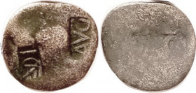 TIBERIUS , c/mks TI CÆ and AVG in separate rectangular indents, very clear; another on rev but it's indistinct; of the host coin nothing shows. Nearly...