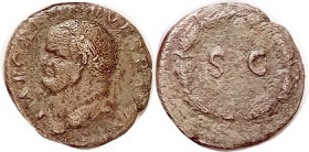 VESPASIAN , As (small module, Syrian), bust l./SC in wreath; F-VF, olive brown patina, lt roughness, obv lgnd mostly wk, portrait good with clear laur...