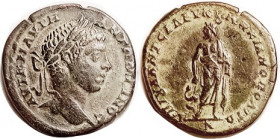 ELAGABALUS , Marcianopolis, Æ25, Asklepios stg l, naming consular legate Julius Antonius Seleukus; Nice VF+, nrly centered, full lgnds, dark green pat...