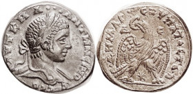 ELAGABALUS, Antioch, Tet., Rev Eagle facg, hd l., Delta-E, star betw legs; Choice VF, centered & well struck with full lgnds (quite unusual for this),...