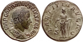 GORDIAN III , Sest, LAETITIA AVG N, Laetitia stg l; Choice EF, well centered & struck, deep green patina, somewhat glossy with only minor traces of po...