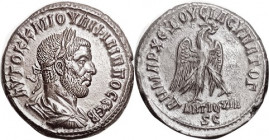 PHILIP I , Antioch, Tet, Draped bust r/Eagle stg rt, ANTIOXIA SC below; Choice EF, centered, obv particularly well struck with superb bold portrait; g...