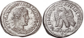PHILIP II , As Augustus, Antioch Tet., Laur head r/ Eagle stg l, ANTIOXIA SC below; EF/VF+, well centered & struck, on sl oval flan, full strong lgnds...