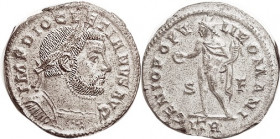 DIOCLETIAN , Follis, GENIO POPVLI ROMANI, Stable genius stg l, S-F/ITR; Choice EF, centered & well struck, no wkness, fully silvered with lt tone. Ver...