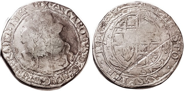 ENGLAND , Charles I, 1/2 Crown, horseman/shield, mm triangle, S2776; VG, better ...