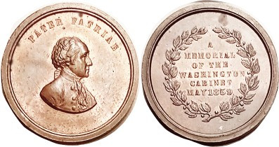 USA, Medalet, 1859, Copper, 22 mm, thick, PATER PATRIAE, Washington bust r/lgnd ...