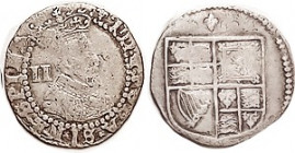 James I, Ar 1/2 Groat, 1st coinage, 1604-05, S2648, mm lis; bust rt/shield, no lgnd; AF, a teeny bit off-ctr, well struck, good metal with lt tone, po...
