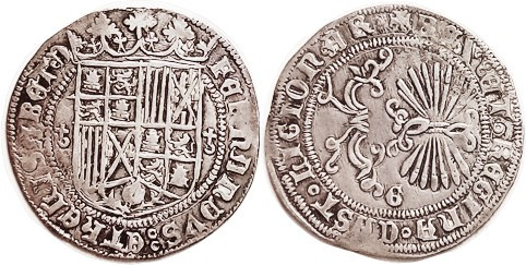 Ferdinand & Isabella, 1469-1504, Ar Real, 26 mm, Shield/bundle of arrows & yoke,...