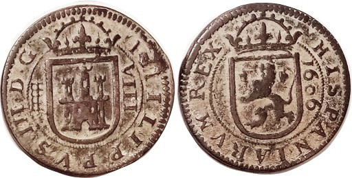 Philip III, Æ 8 Maravedis, 1606, Segovia, Lion/castle, 27 mm, VF, well struck, d...