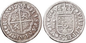 Philip V, Real, 1738 Seville-PJ, Choice AEF, well struck, prettily toned. Acquired 1978.