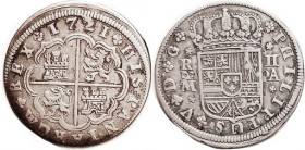 Philip V, 2 Reales, 1721, Madrid-A, Crowned arms/lions & castles, 28 mm, Choice VF+, rev a tiny bit off-ctr; well struck, excellent metal with nice lt...