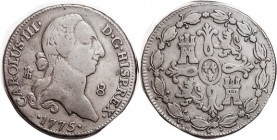 Charles III, 8 Maravedis 1775, bust r/lions & castles, Choice strong F, perfect fault-free surfaces.