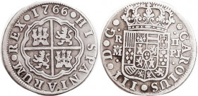 Charles III, 2 Reales, 1766, Madrid-PJ, Arms/lions & castles, Nice strong F+, in holder with Dana Roberts notations.