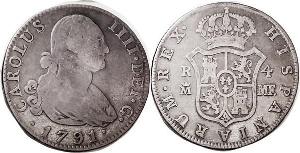 Charles IV, 4 Reales 1791, Madrid-MF, Choice AF/F, immaculate surfaces with attr...