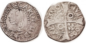 BARCELONA, Ar Croat 1682, Charles II bust l./cross & annulets, 20 mm, F+, obv off-ctr, good metal with nice lt tone. Acquired 1982. (A VF+ with obv fl...