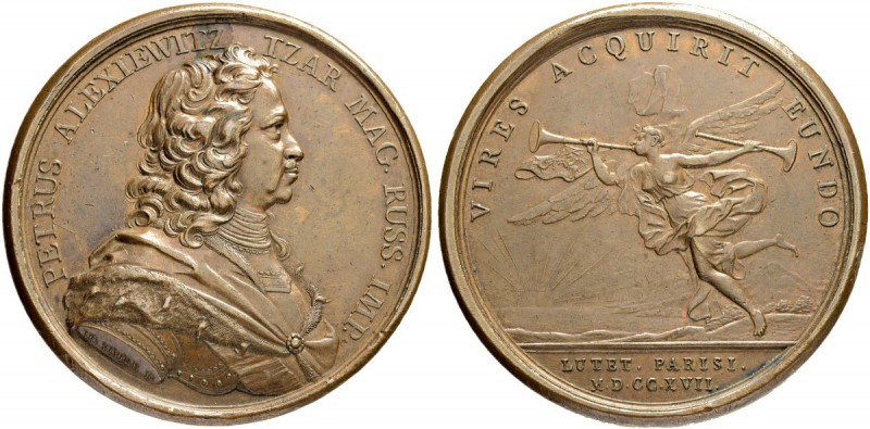 RUSSIA. RUSSIAN EMPIRE. Peter I. 1682-1725. Bronze medal ”PETER I’s VISIT TO PAR...