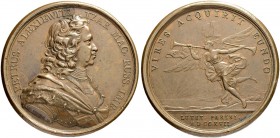 RUSSIA. RUSSIAN EMPIRE. Peter I. 1682-1725. Bronze medal ”PETER I’s VISIT TO PARIS MINT, 1 JUNE 1717”. 87.06 g. 60 mm. To Diakov 52.1 (R1). Rare. Abou...