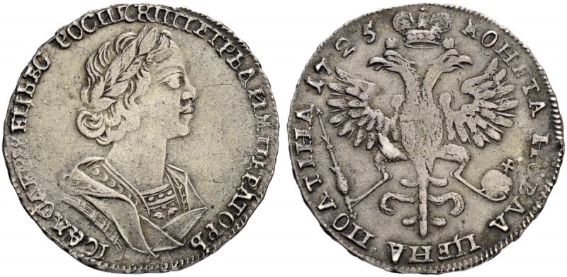 RUSSIA. RUSSIAN EMPIRE. Peter I. 1682-1725. Poltina 1725, Red Mint. 14.08 g. Bit...
