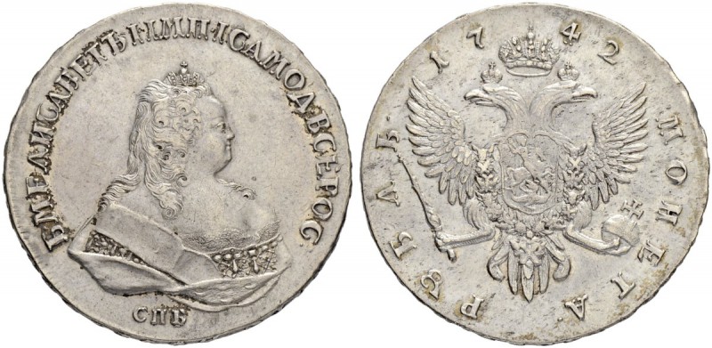 RUSSIA. RUSSIAN EMPIRE. Elizabeth, 1741-1762. Rouble 1742, St. Petersburg Mint. ...