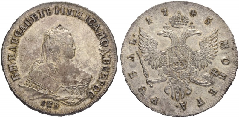 RUSSIA. RUSSIAN EMPIRE. Elizabeth, 1741-1762. Rouble 1745, St. Petersburg Mint. ...