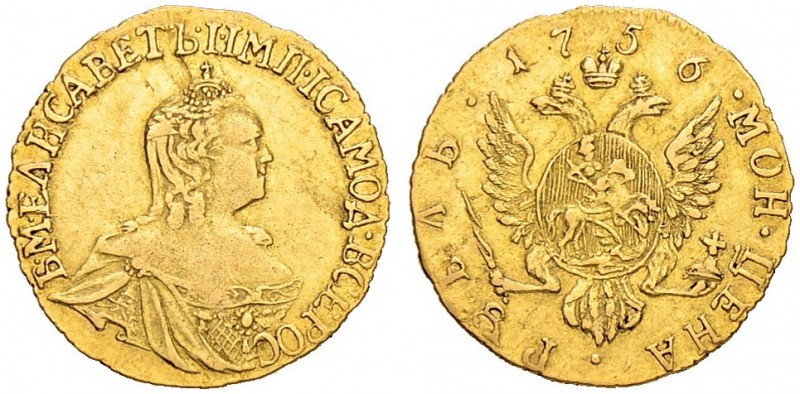 RUSSIA. RUSSIAN EMPIRE. Elizabeth, 1741-1762. Rouble 1756, Red Mint. 1.52 g. Bit...