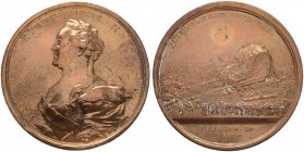 RUSSIA. RUSSIAN EMPIRE. Catherine II. 1762-1796. Copper commemorative medal ”TRANSPORTATION OF THE GRANITE MONOLITH FOR THE MONUMENT TO PETER I. 20 JA...