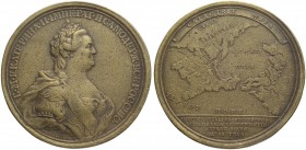 RUSSIA. RUSSIAN EMPIRE. Catherine II. 1762-1796. Medal ”ANNEXATION OF CRIMEA AND TAMAN TO RUSSIA. 1783”. 85.09 g. 64.4 mm. To Diakov 196.4. Corroded. ...
