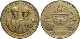 RUSSIA. RUSSIAN EMPIRE. Alexander I. 1801-1825. Dutch brass medal on the wedding of Prince of Orange William II and G.D. Anna Pavlovna, 1816. 41.5 mm....
