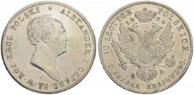 RUSSIA. RUSSIAN EMPIRE. Alexander I. 1801-1825. 10 Zlotych 1824, Warsaw Mint, IB. 31.03 g. Bitkin 823 (R1). The most valuable of the type in Bitkin un...
