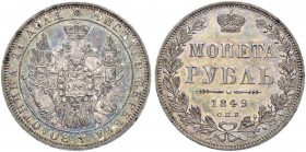 RUSSIA. RUSSIAN EMPIRE. Nicholas I. 1825-1855. Rouble 1849, St. Petersburg Mint, ПA. 20.72 g. Bitkin 219. Rare as a proof! Uncirculated proof with mos...