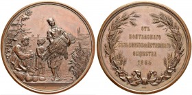 RUSSIA. RUSSIAN EMPIRE. Alexander II. 1855-1881. Copper medal ”POLTAVA AGRICALTURAL SOCIETY. 1865”. 131.82 g. Diameter 66.5 mm. Diakov 739.1. Almost u...