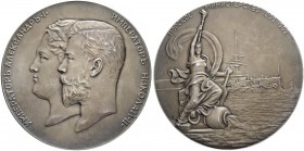 RUSSIA. RUSSIAN EMPIRE. Nicholas II. 1894-1917. Medal ”100th ANNIVERSARY OF MINISTRY OF NAVY. 1902”. 125.18 g. Diameter 64 mm. To Diakov 1348.1. About...