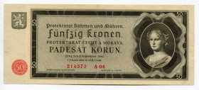 Bohemia & Moravia 50 Korun 1940 (ND)
P# 5a; XF