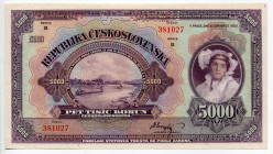 Czechoslovakia 5000 Korun 1920 Specimen
P# 19s; UNC